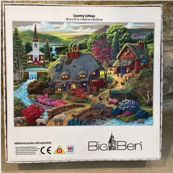 New Sealed Country Cottage 1000 piece puzzle Big Ben Milton Bradley Hasbro - Picture 2 of 6